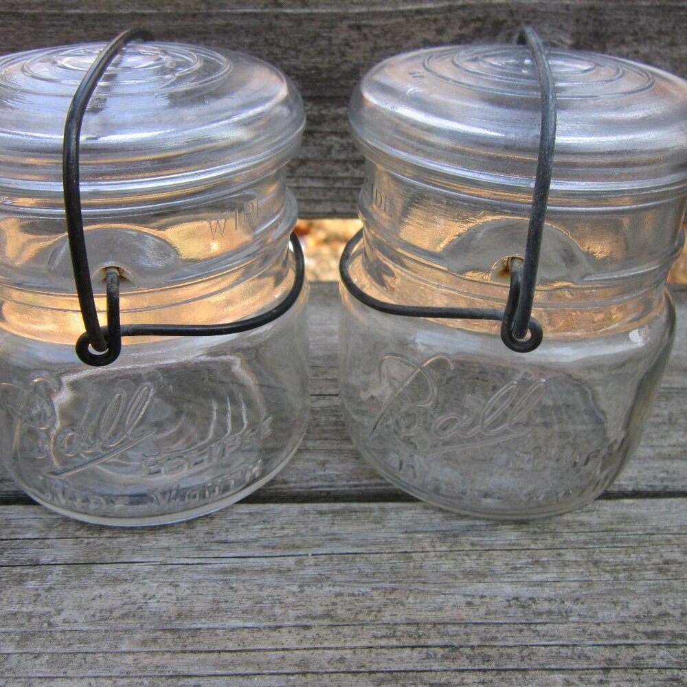 Ball Wide Mouth Bail Jar- Eclipse Lot of 2 Vintage with Lids 1930s-1960s
